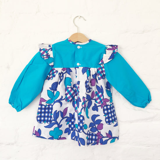 Vintage 70's Blue Psych Dress British Stock 18-24 Months