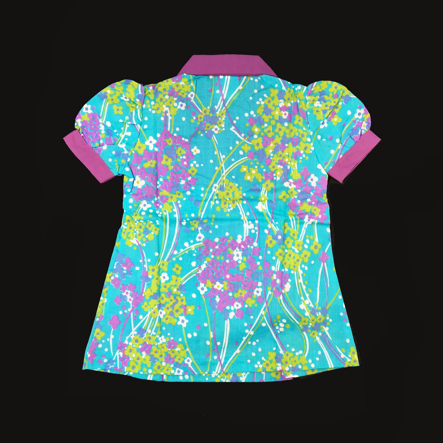 60's Turquoise/Purple Mod Pop Floral  Dress  Size 18-24M