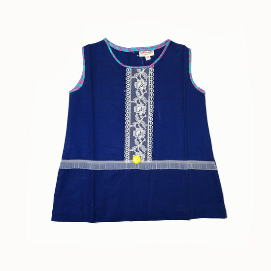 Vintage NOS 60's Blue Lace Plastron Mod Dress New Old  Stock 18-24M, 2-3Y