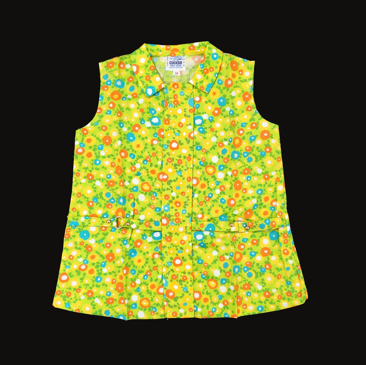 Vintage 60's Green/Yellow/orange Floral Mod Dress  2-3Y