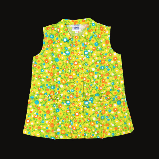 Vintage 60's Green/Yellow/orange Floral Mod Dress  2-3Y