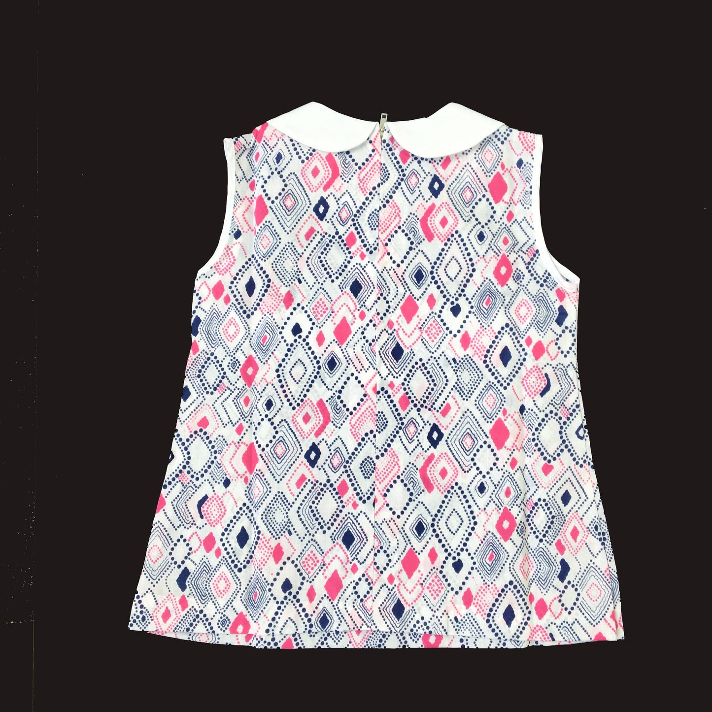 Vintage 60's Blue/Pink Printed Peter Pan Collar  Mod Dress New Old  Stock  18-24M