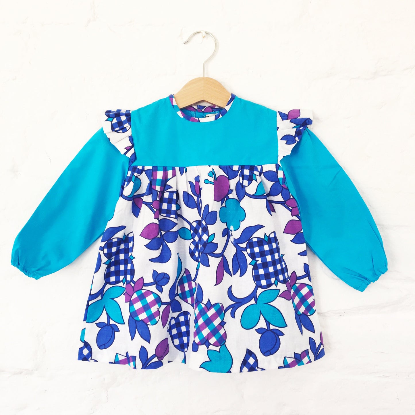 Vintage 70's Blue Psych Dress British Stock 18-24 Months