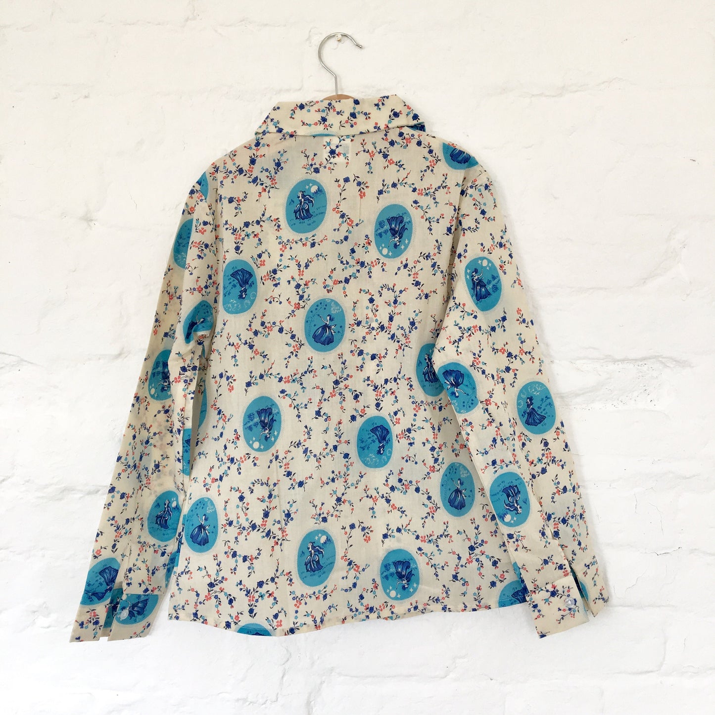 70's Printed Shirt Peter Pan Collar British New Old Stock 4-5 and 8-10Y