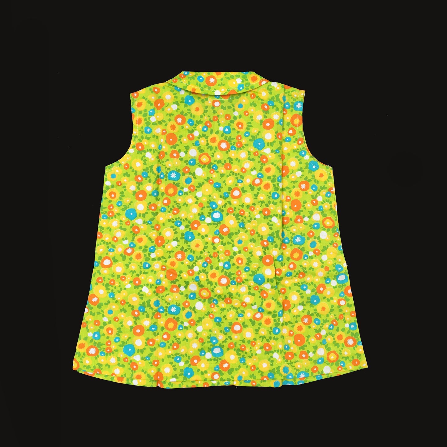 Vintage 60's Green/Yellow/orange Floral Mod Dress  2-3Y