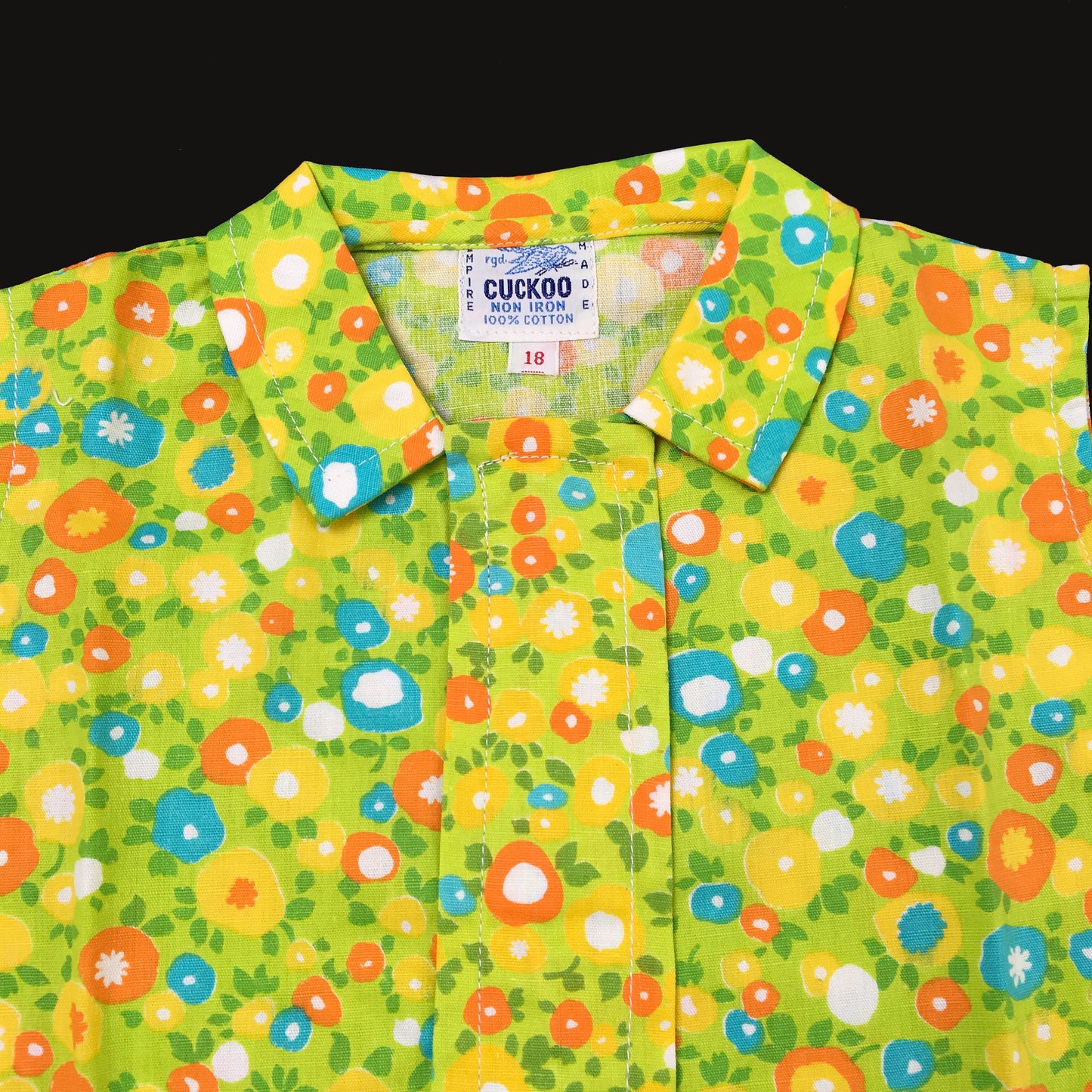 Vintage 60's Green/Yellow/orange Floral Mod Dress  2-3Y