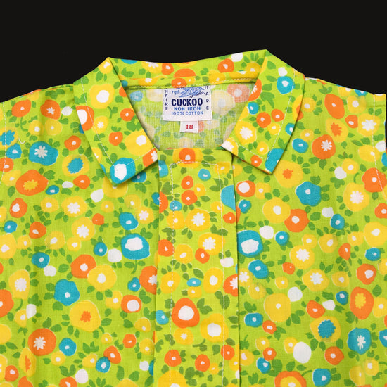 Vintage 60's Green/Yellow/orange Floral Mod Dress  2-3Y