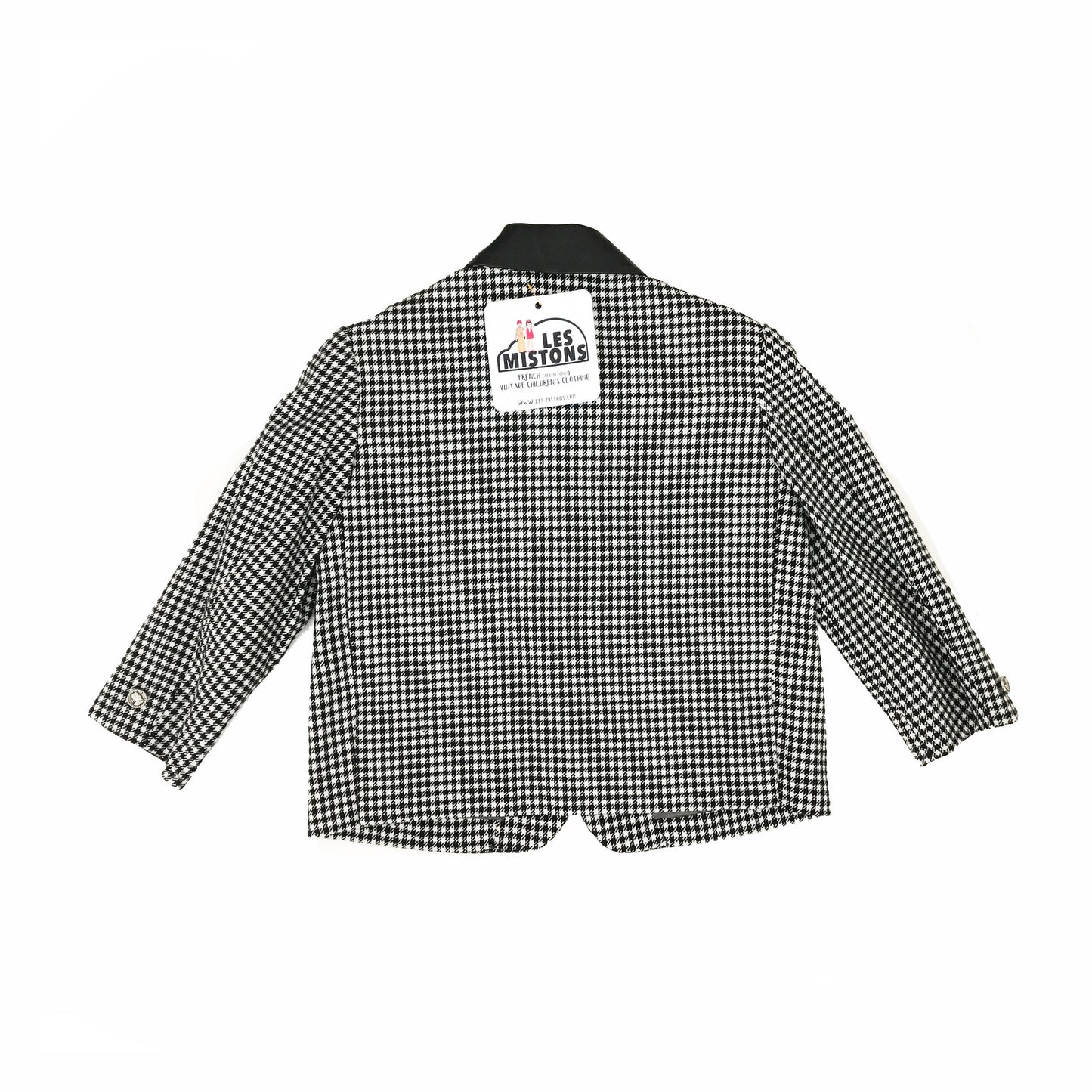 Vintage 60's Black/White Houndstooth Blazer French Stock 5-6Y