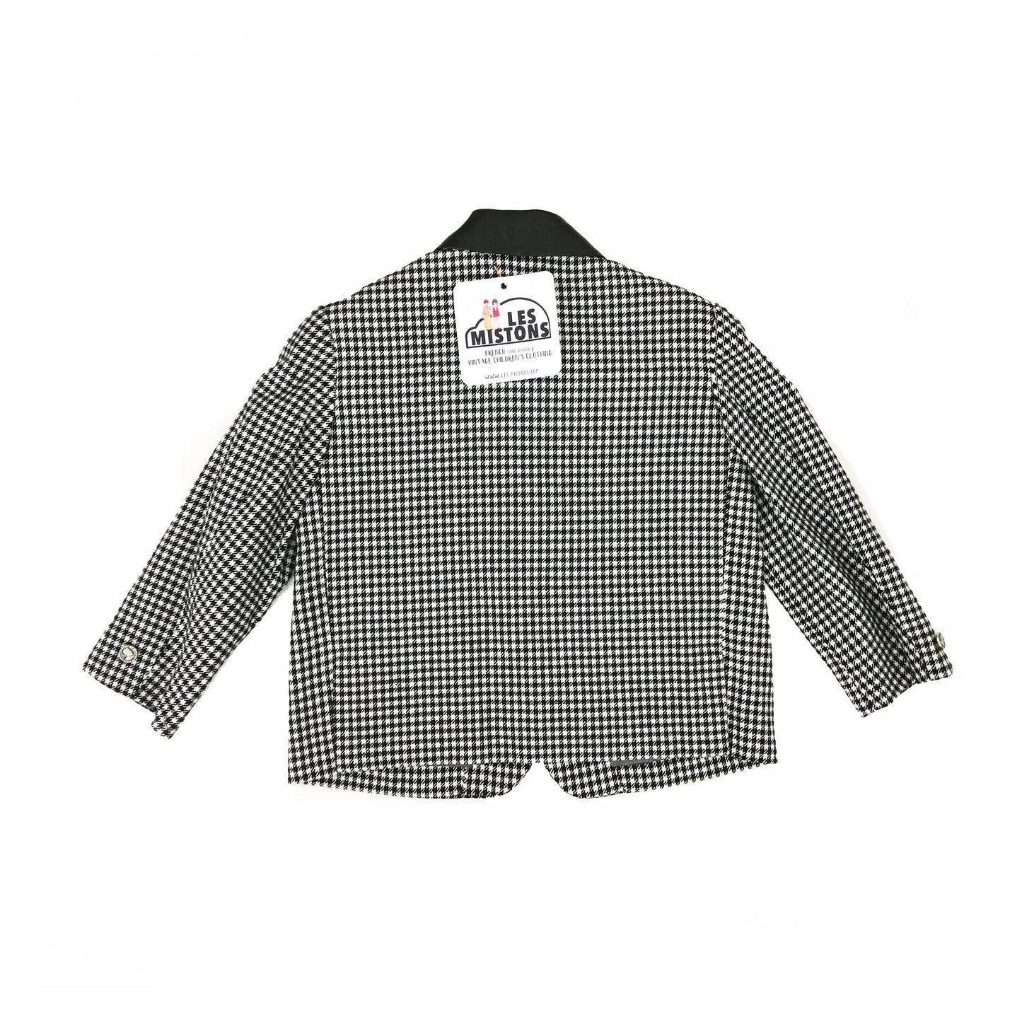 Load image into Gallery viewer, Vintage 60&amp;#39;s Black/White Houndstooth Blazer French Stock 5-6Y
