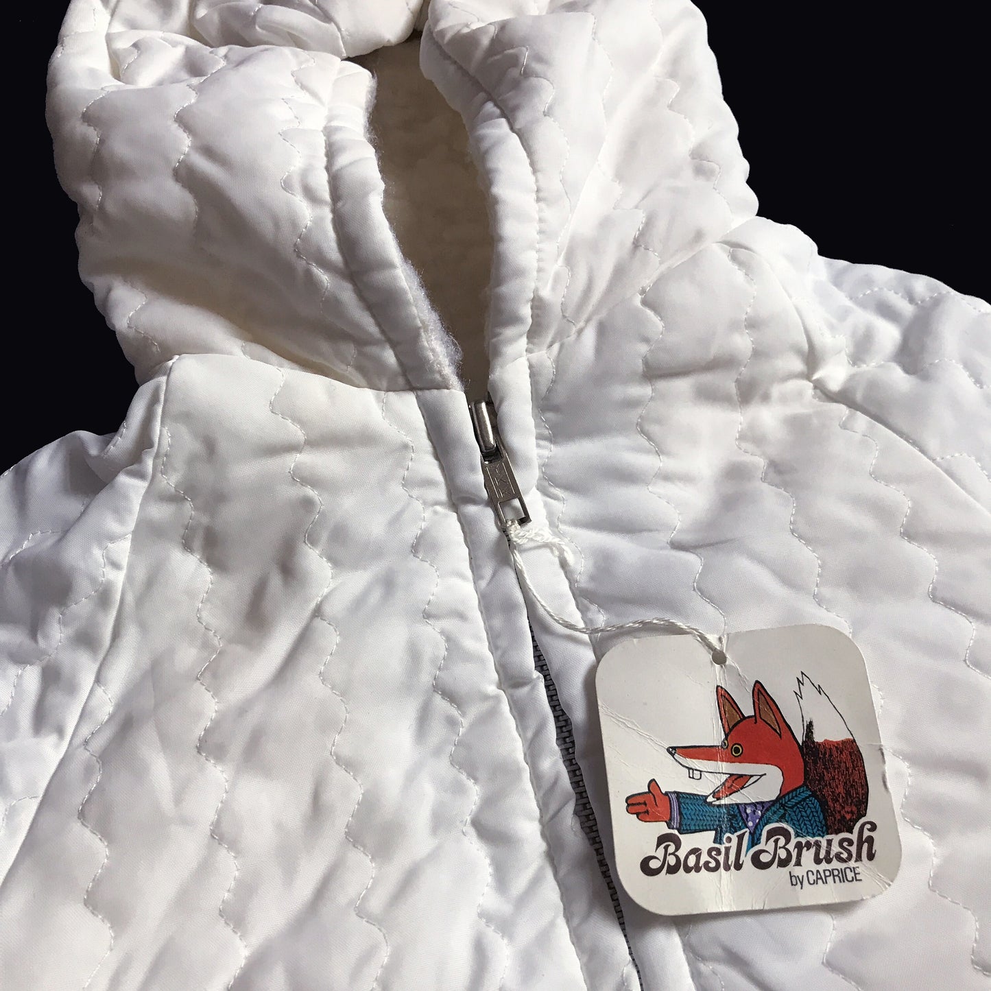 70's White Padded Hooded Jacket British NOS  9-12 M