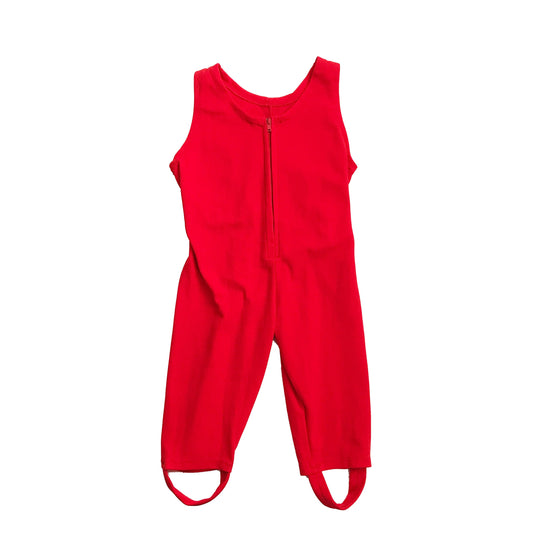 Vintage 70's Red Playsuit Dungarees British Stock 9-12 Months