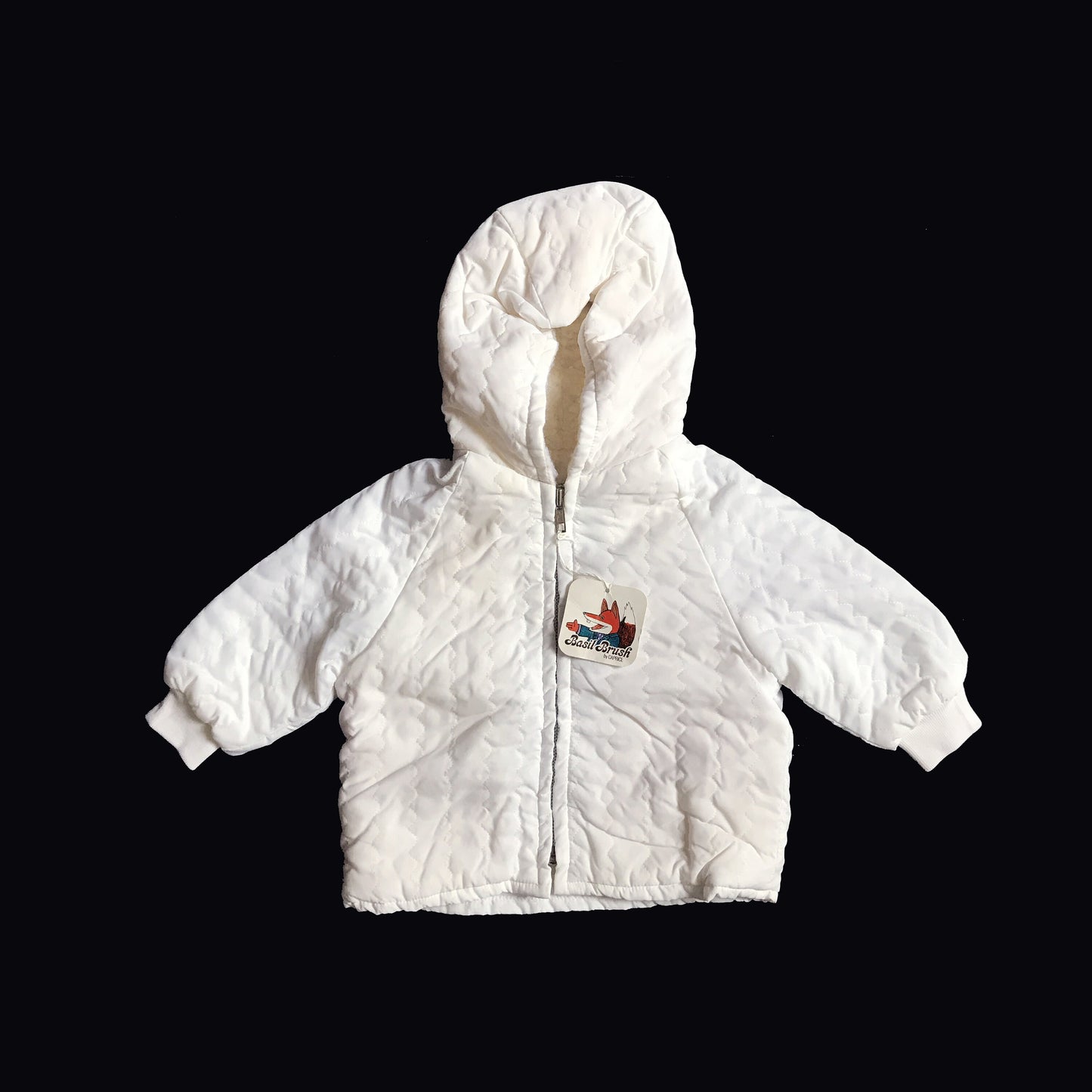 70's White Padded Hooded Jacket British NOS  9-12 M