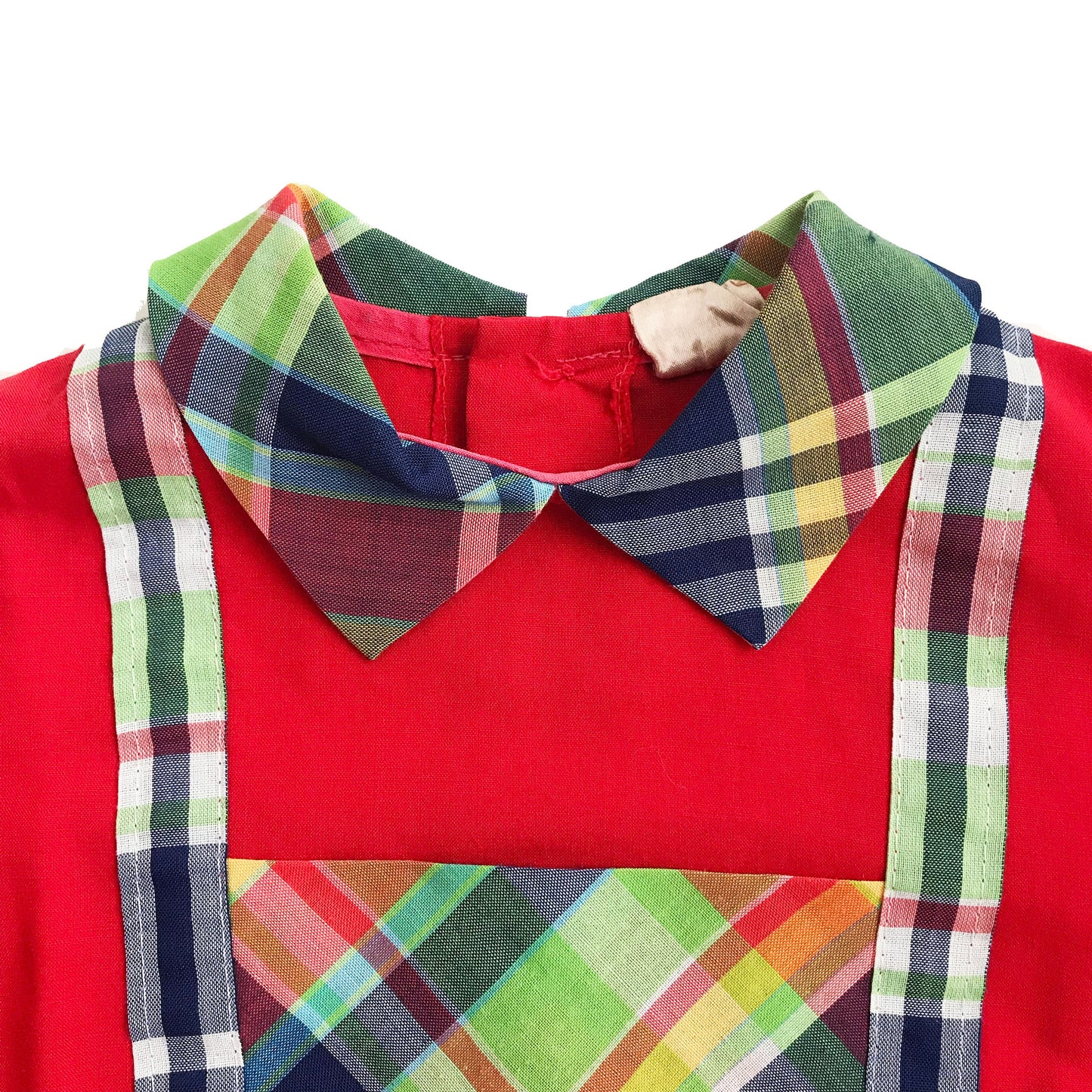 Vintage 60's Red Tartan  Dress French Stock Size 18-24M