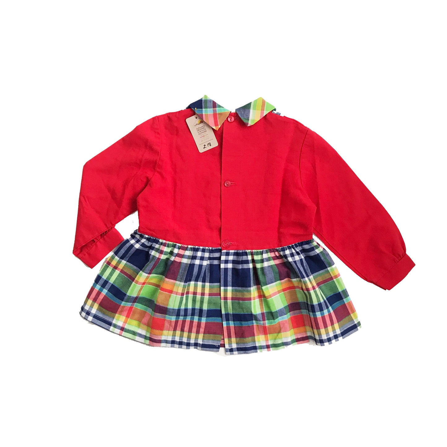 Vintage 60's Red Tartan  Dress French Stock Size 18-24M