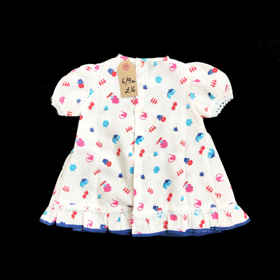 70's Printed  Dress French Made 6-9 Months