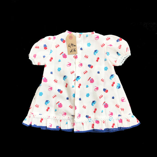 Load image into Gallery viewer, 70&amp;#39;s Printed  Dress French Made 6-9 Months
