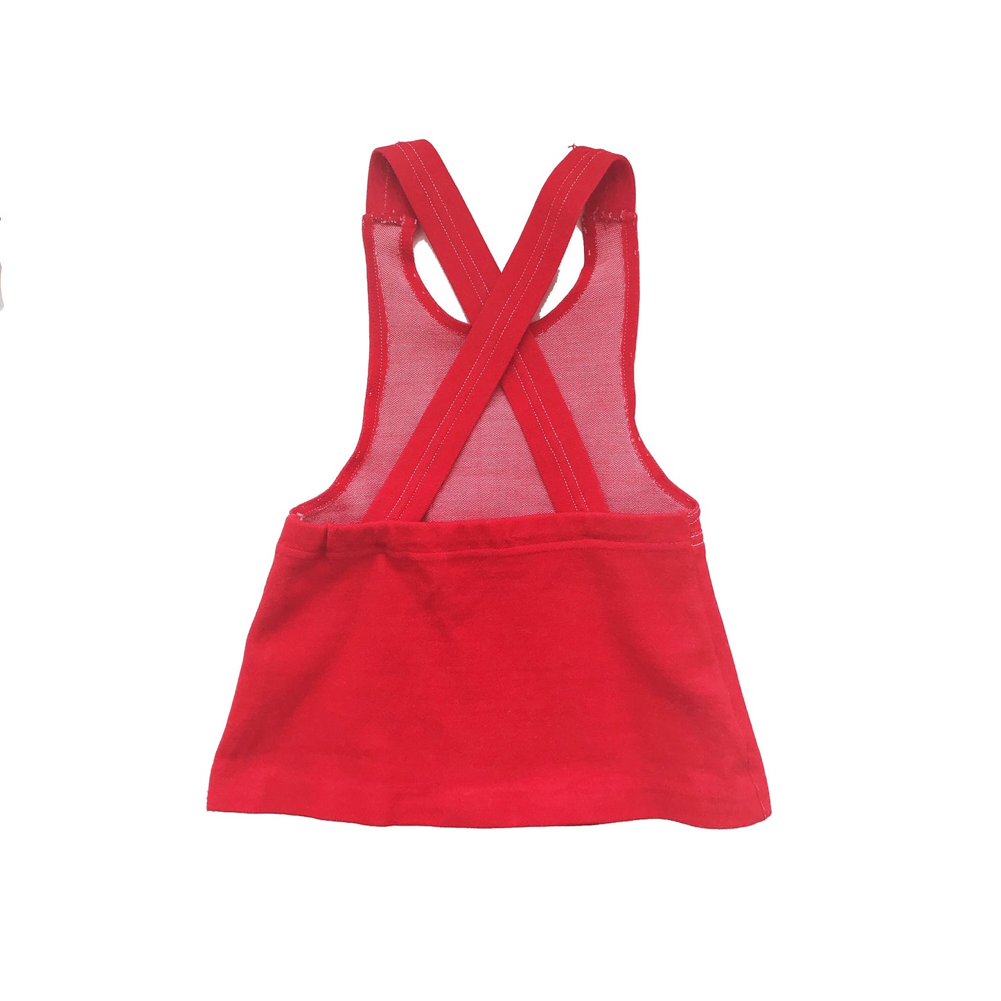 Vintage 70s Red Pinafore Dress French Stock Size 18-24M
