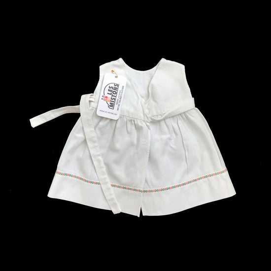 60's White Textured Pinafore Apron Dress French Stock 3-6 Months