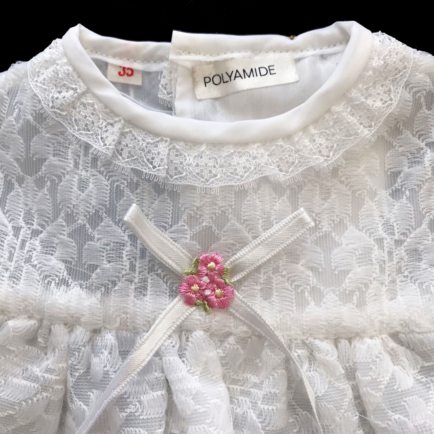 Vintage 60's White Lace  Dress Made in France 3-6 Months