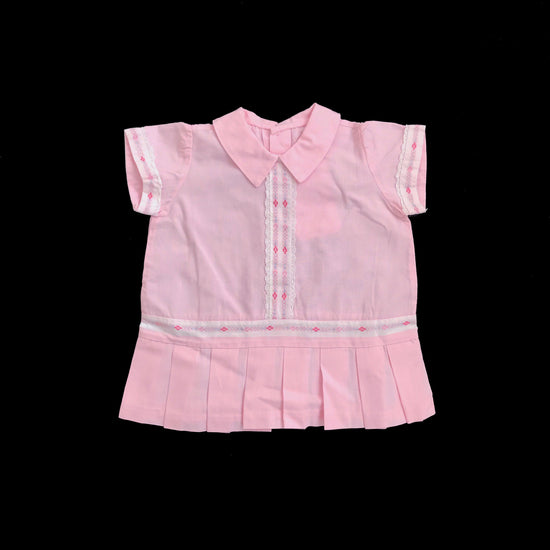 Vintage 60's Pink Pleated Mod  Dress Made in France 3-6 Months