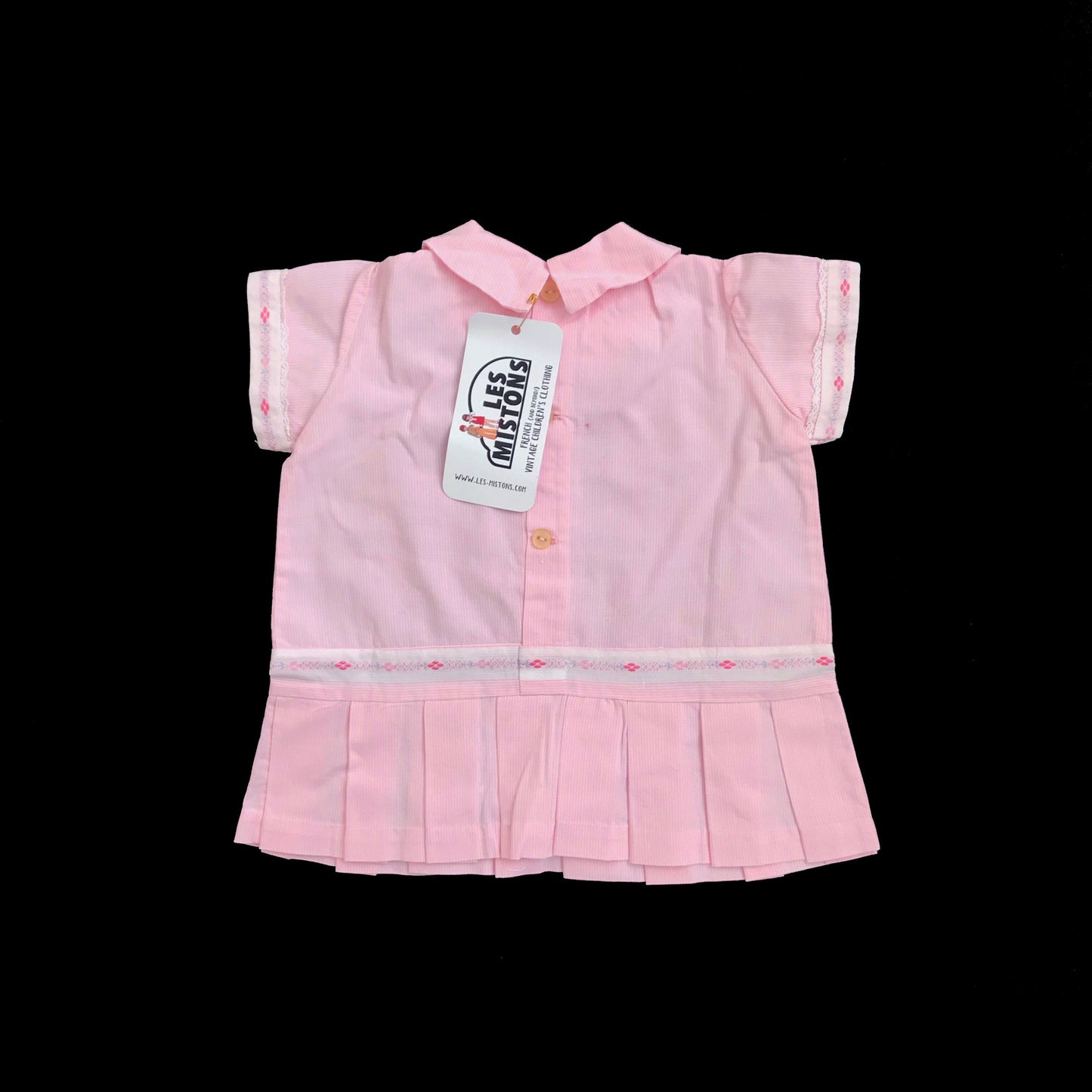 Vintage 60's Pink Pleated Mod  Dress Made in France 3-6 Months