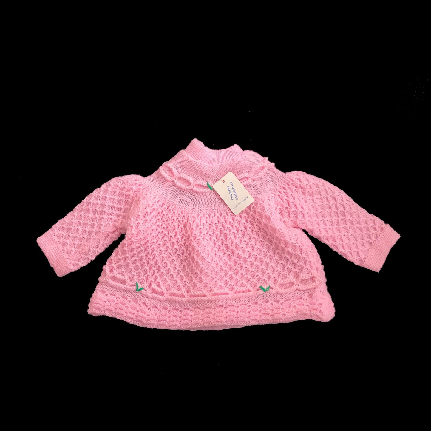 Vintage 70's Pink Knitted Textured Jumper NOS Newborn/ 0-3 Months