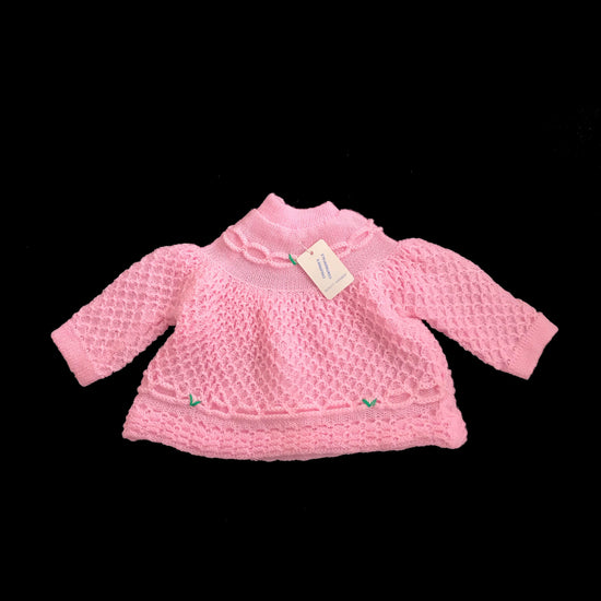 Vintage 70's Pink Knitted Textured Jumper NOS Newborn/ 0-3 Months
