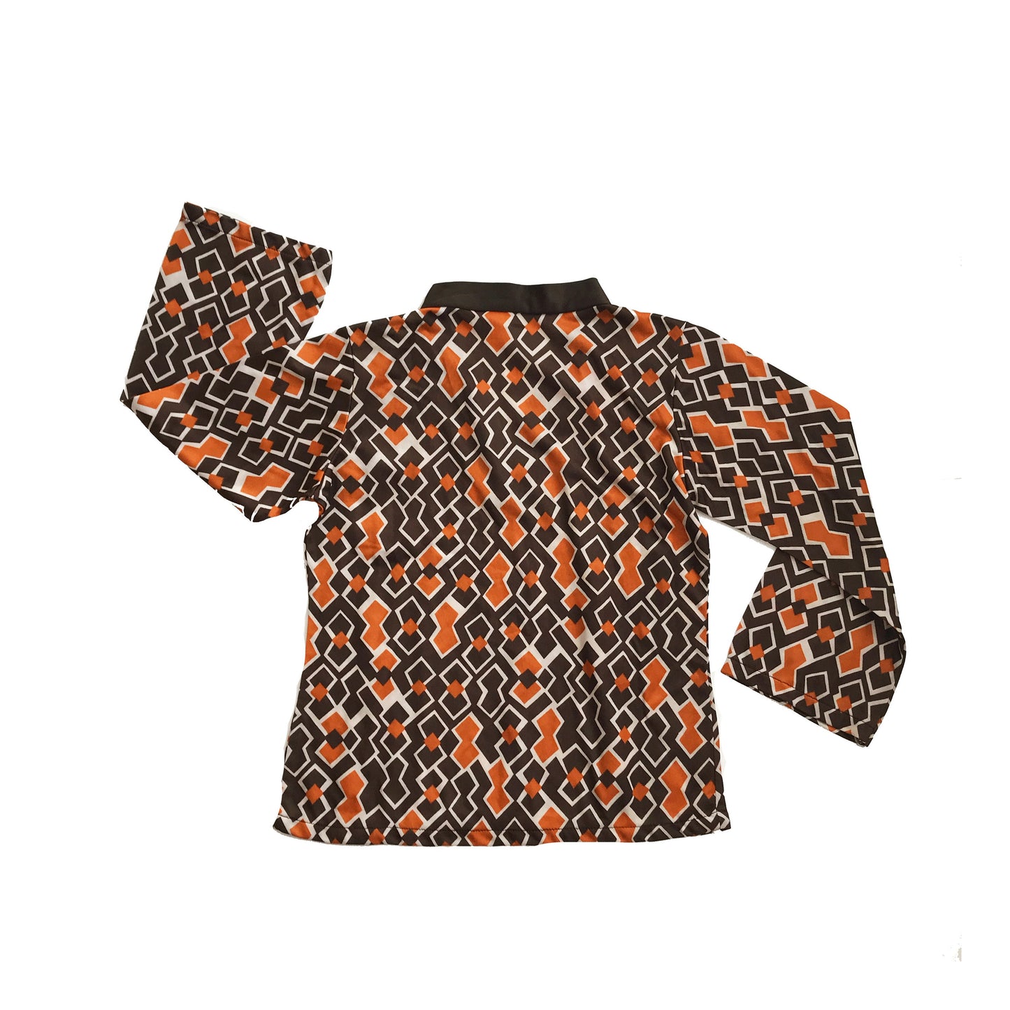 Vintage 60's Brown / Orange Geometric Top Made in France  6-8 Years