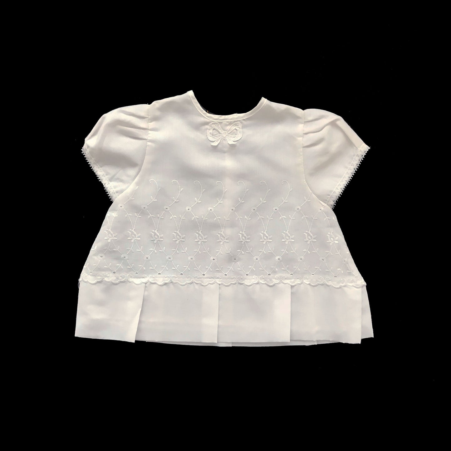 Vintage 60's "Broderie Anglaise" White Pleated Dress Made in France 0-3 Months