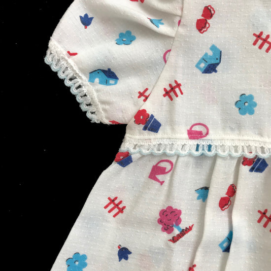 70's Printed  Dress French Made 6-9 Months