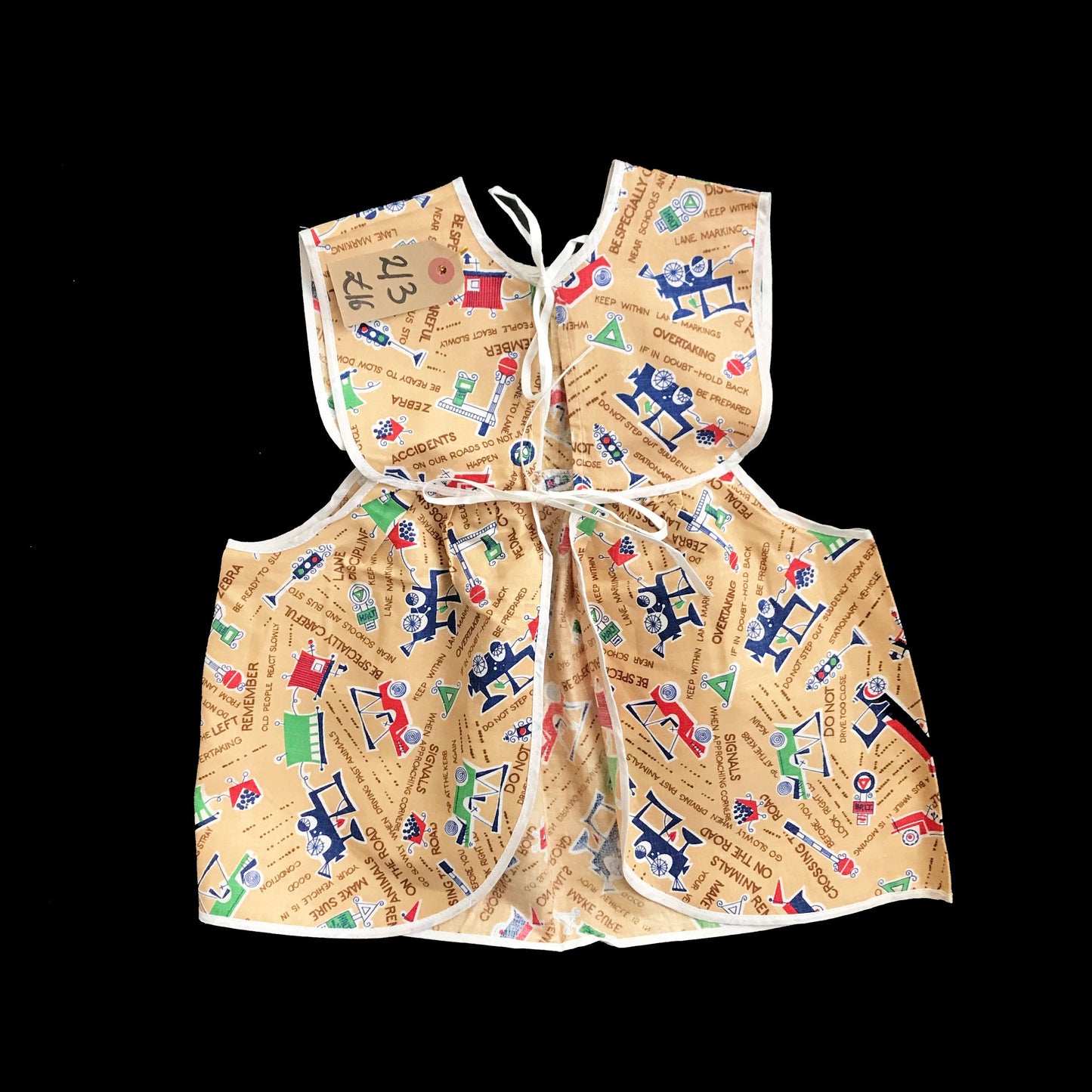 Vintage 1960's Scandi Style Apple Printed Apron / Bib British Stock Size 2-3Y