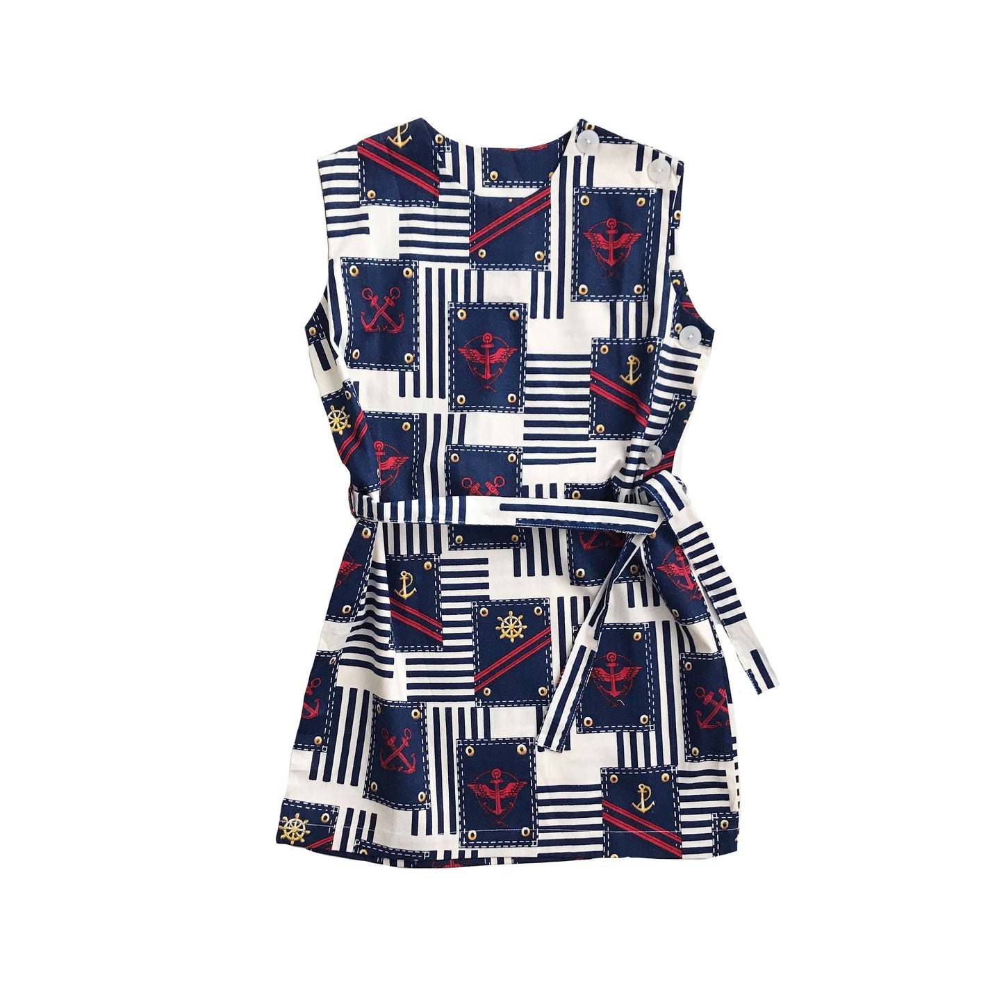 Vintage 60's Nautical Mod Belted Dress  5-6Y