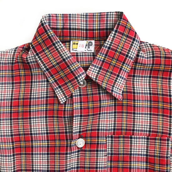 70's Short Sleeve Red Check Shirt French stock 2-3 Y