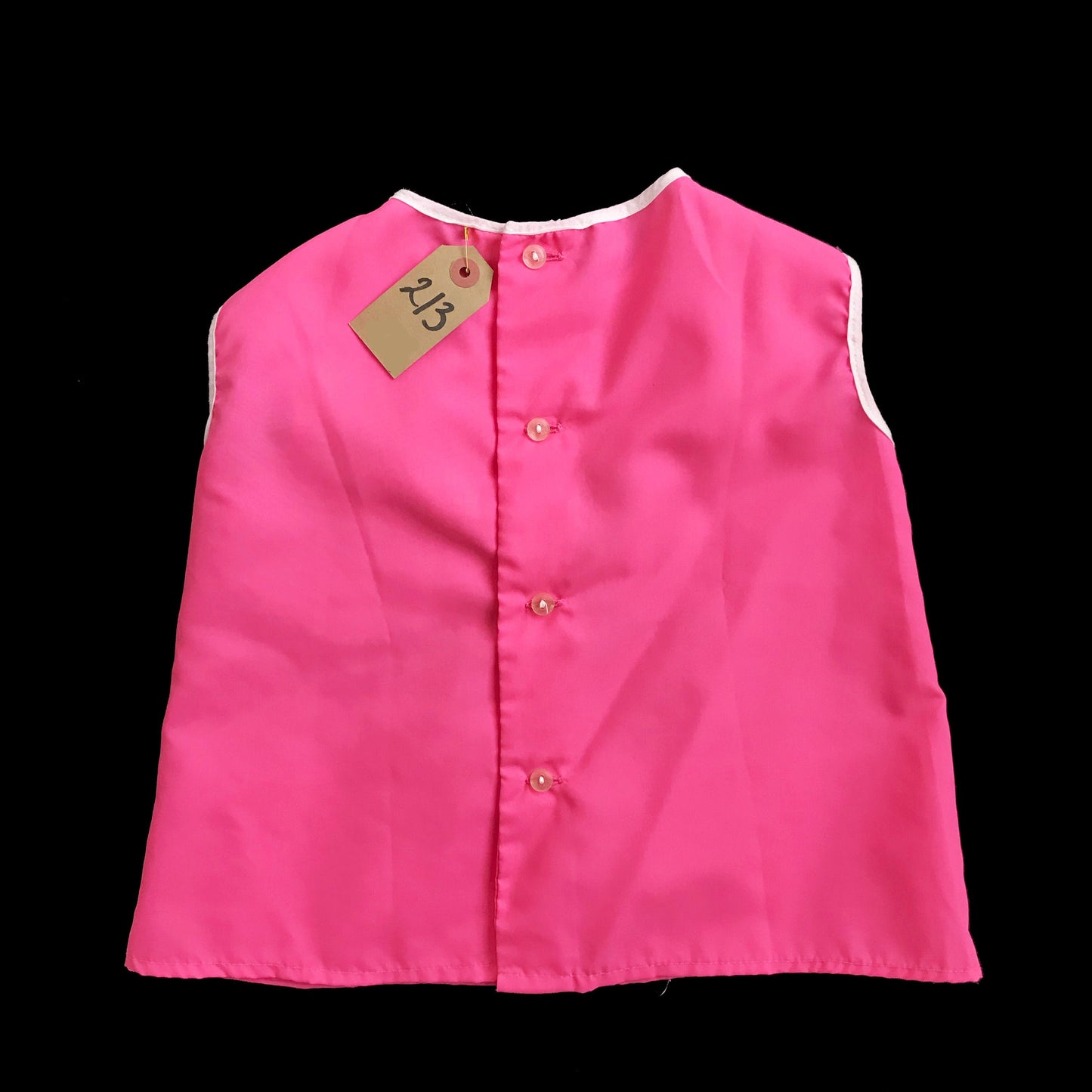 Vintage 60's Pink Nylon Embroidered  Blouse / Dress / Bib Made in France 18-24M