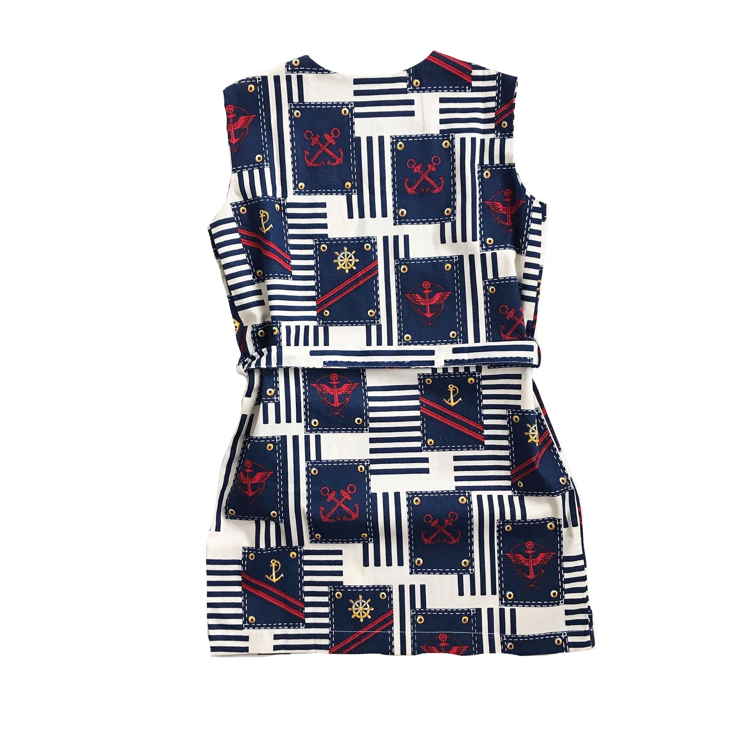 Vintage 60's Nautical Mod Belted Dress  5-6Y