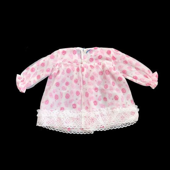 Load image into Gallery viewer, Vintage 60&amp;#39;s Pink Floral Sheer / Ruffle  Dress Made in Britain NOS 3-6M
