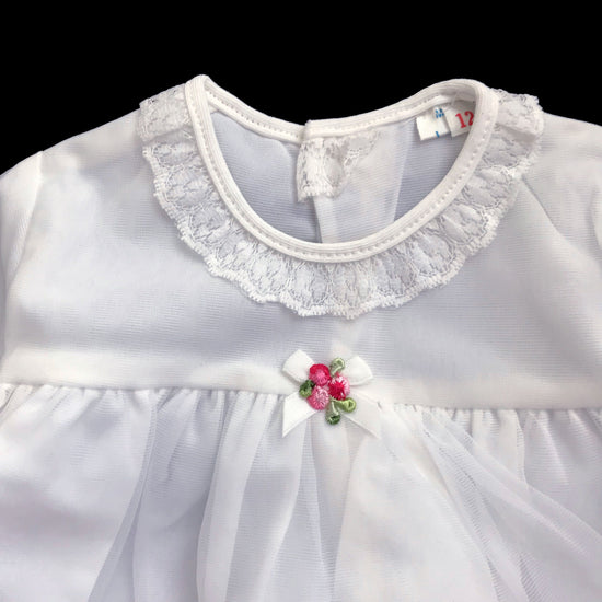 Vintage 60's White Sheer / Ruffle  Dress Made in Britain NOS 3-6M