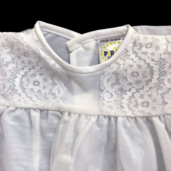 Vintage 60's PERIDOT White Sheer / Ruffle  Dress Made in Britain NOS 6-9M