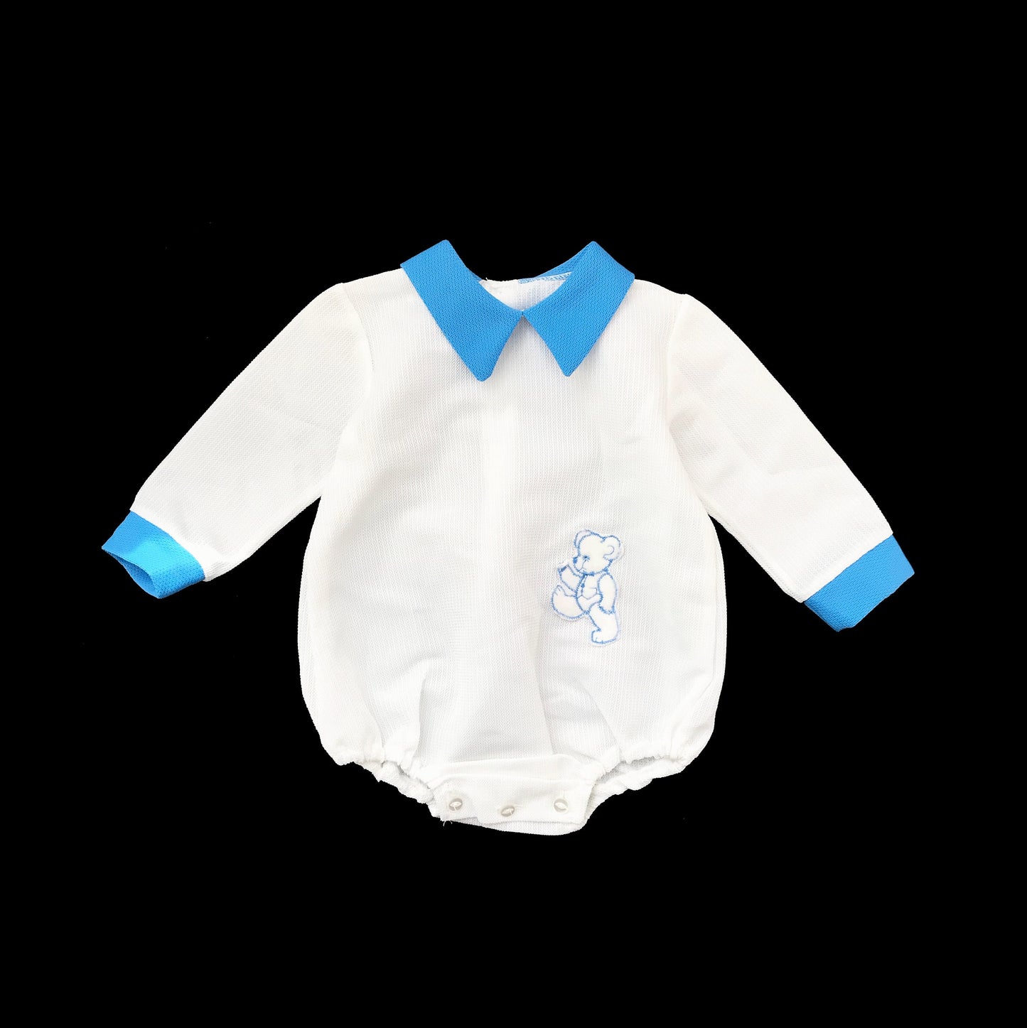 Vintage 70's Blue/White Playsuit / Romper British Made 9-12M