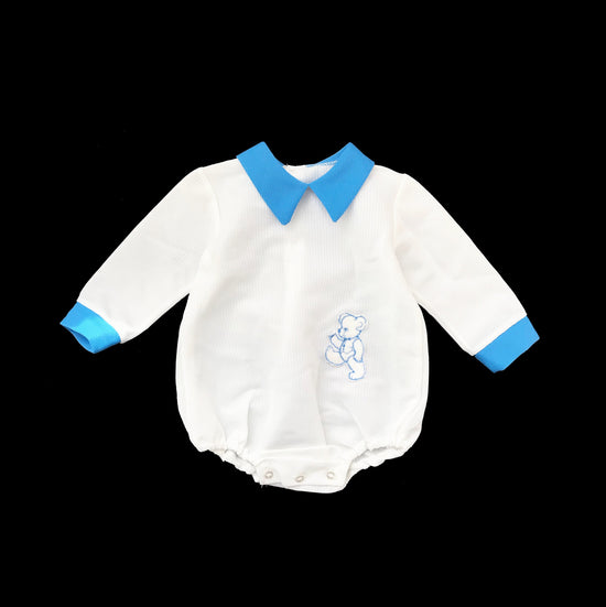 Vintage 70's Blue/White Playsuit / Romper British Made 9-12M