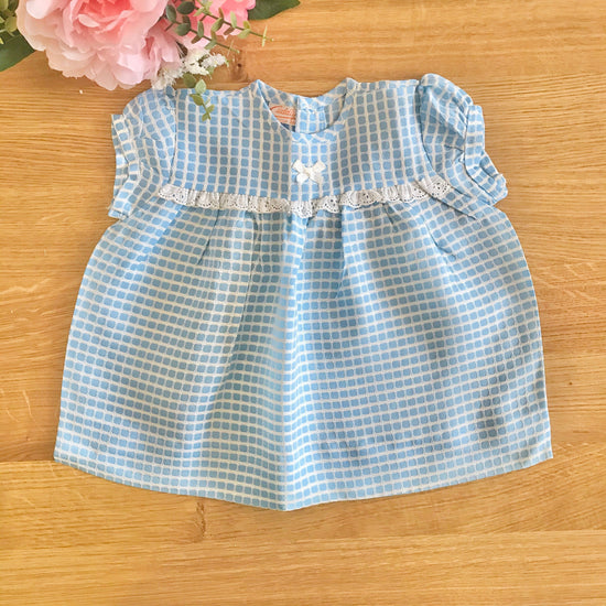 60's Light Blue Textured Dress British Made 6-9 Months