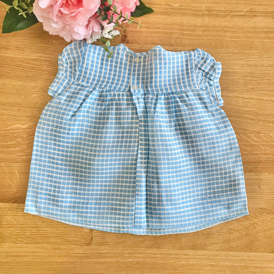 Load image into Gallery viewer, 60&amp;#39;s Light Blue Textured Dress British Made 6-9 Months
