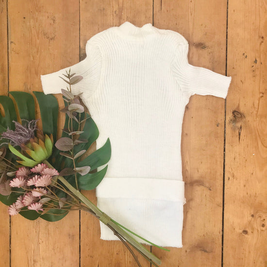 Vintage 60s White/Cream Mod Knitted Belted Top British Made 5-6Y