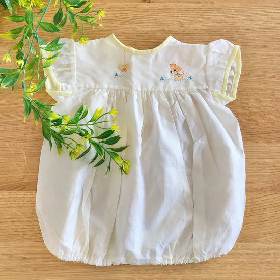 Vintage 60s Pale Yellow "Poodle"  Romper British stock 6-9 Months