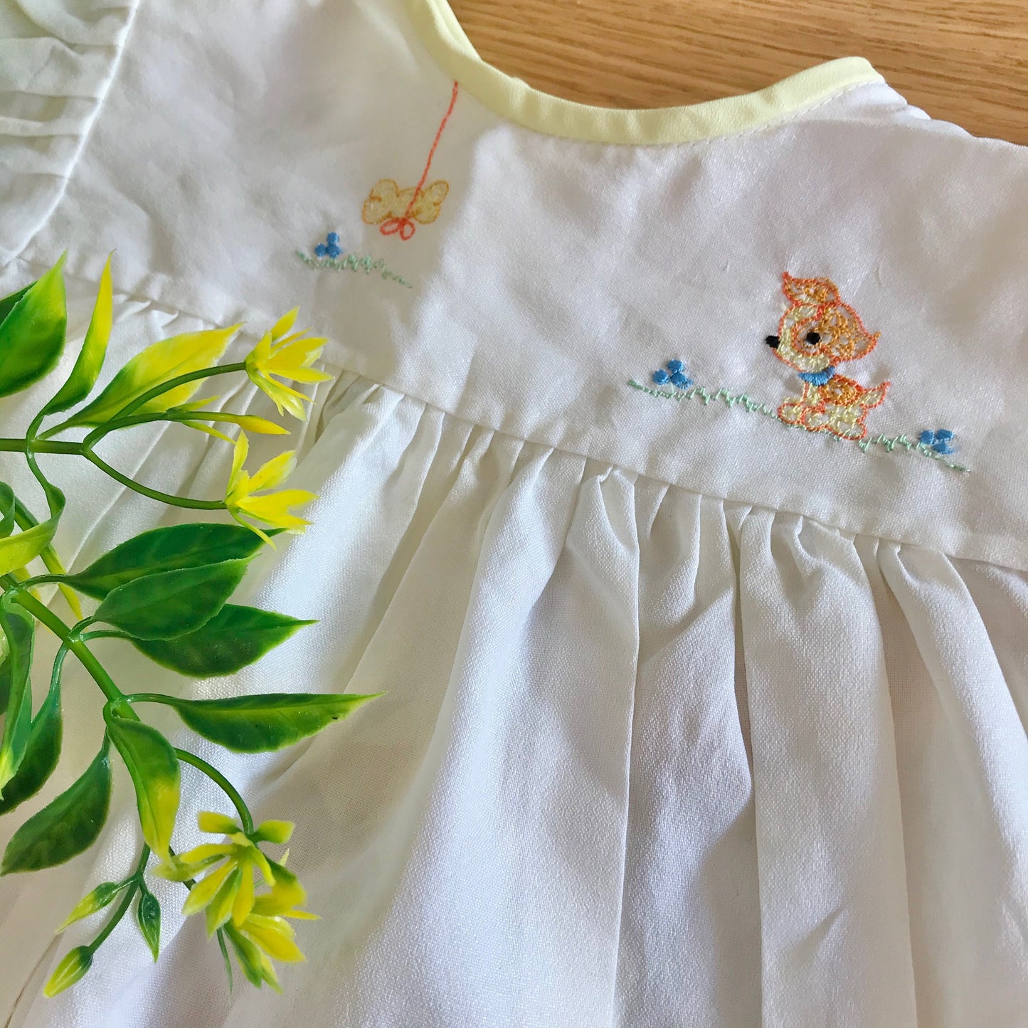 Vintage 60s Pale Yellow "Poodle"  Romper British stock 6-9 Months