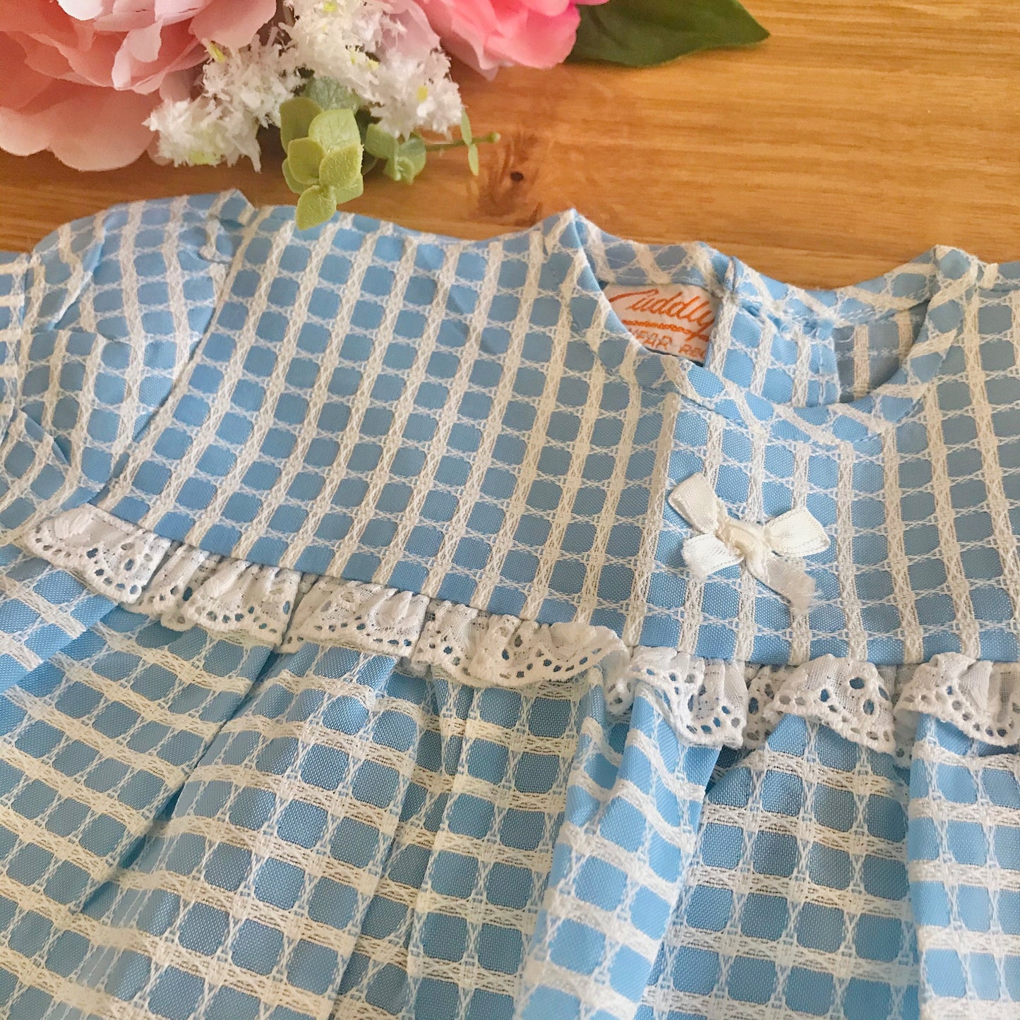 60's Light Blue Textured Dress British Made 6-9 Months