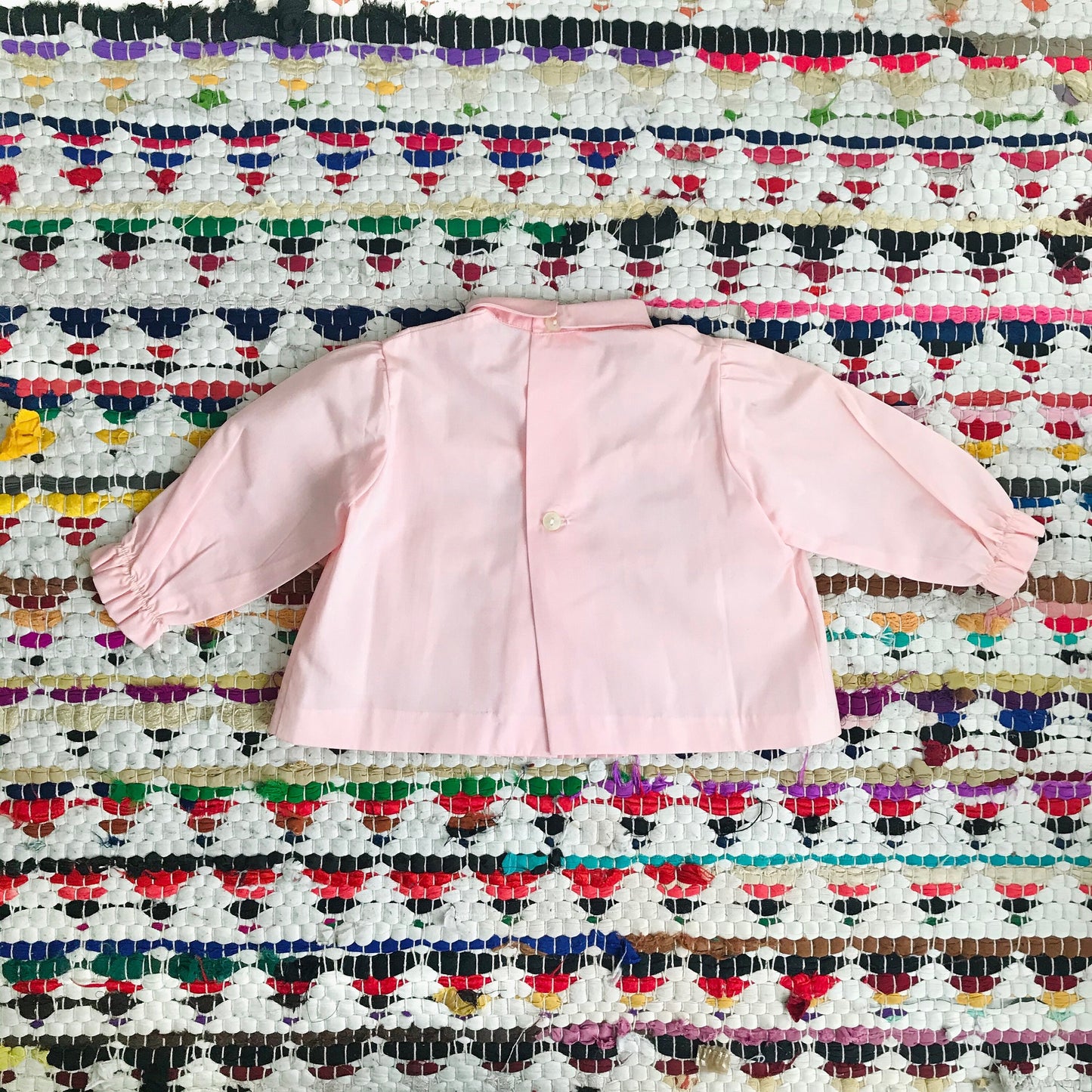 60's Pink Pleated Long Sleeve Blouse/Shirt  6-9 Months