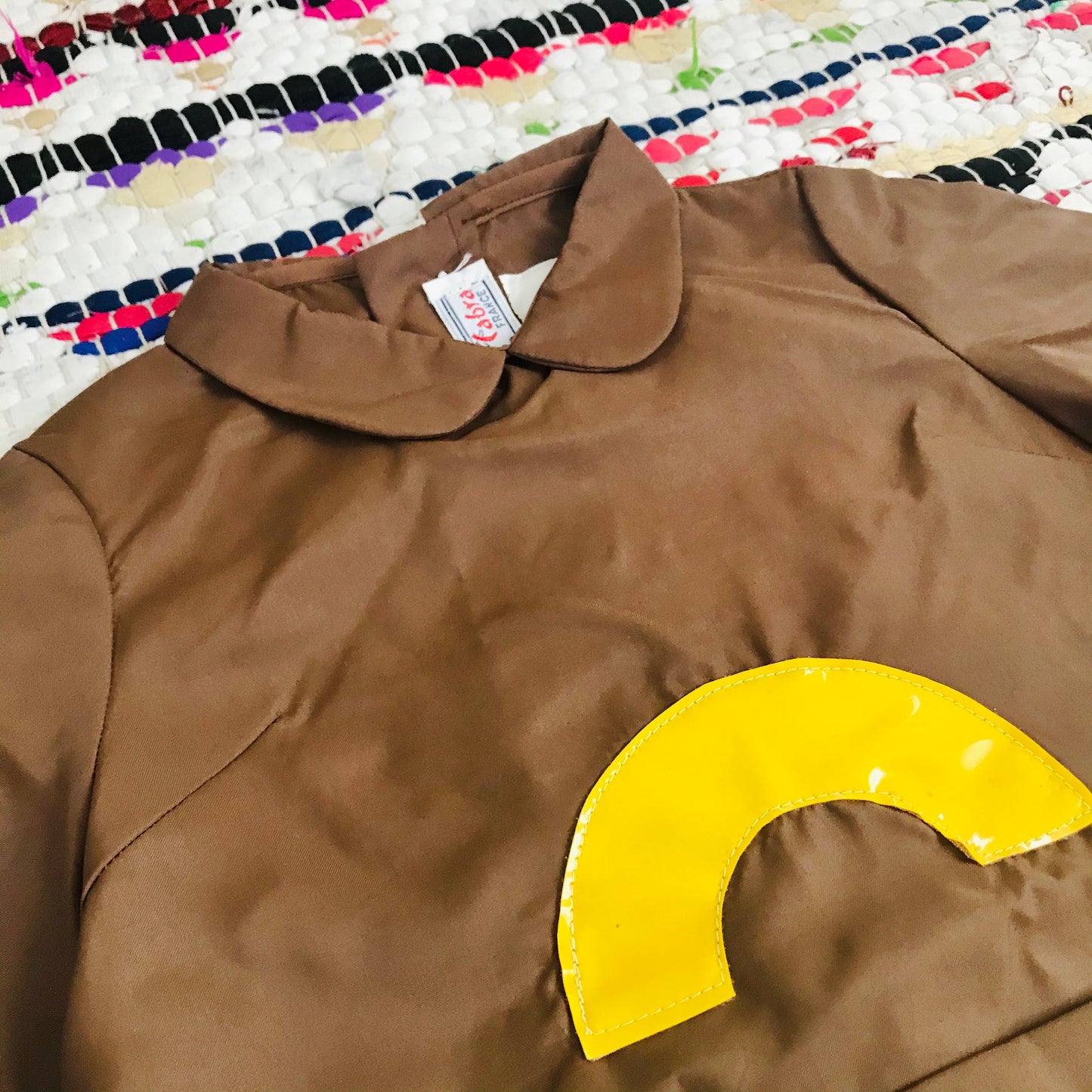 60's Vintage Brown Applique Mod Shirt/School Blouse Made in France 12-18M