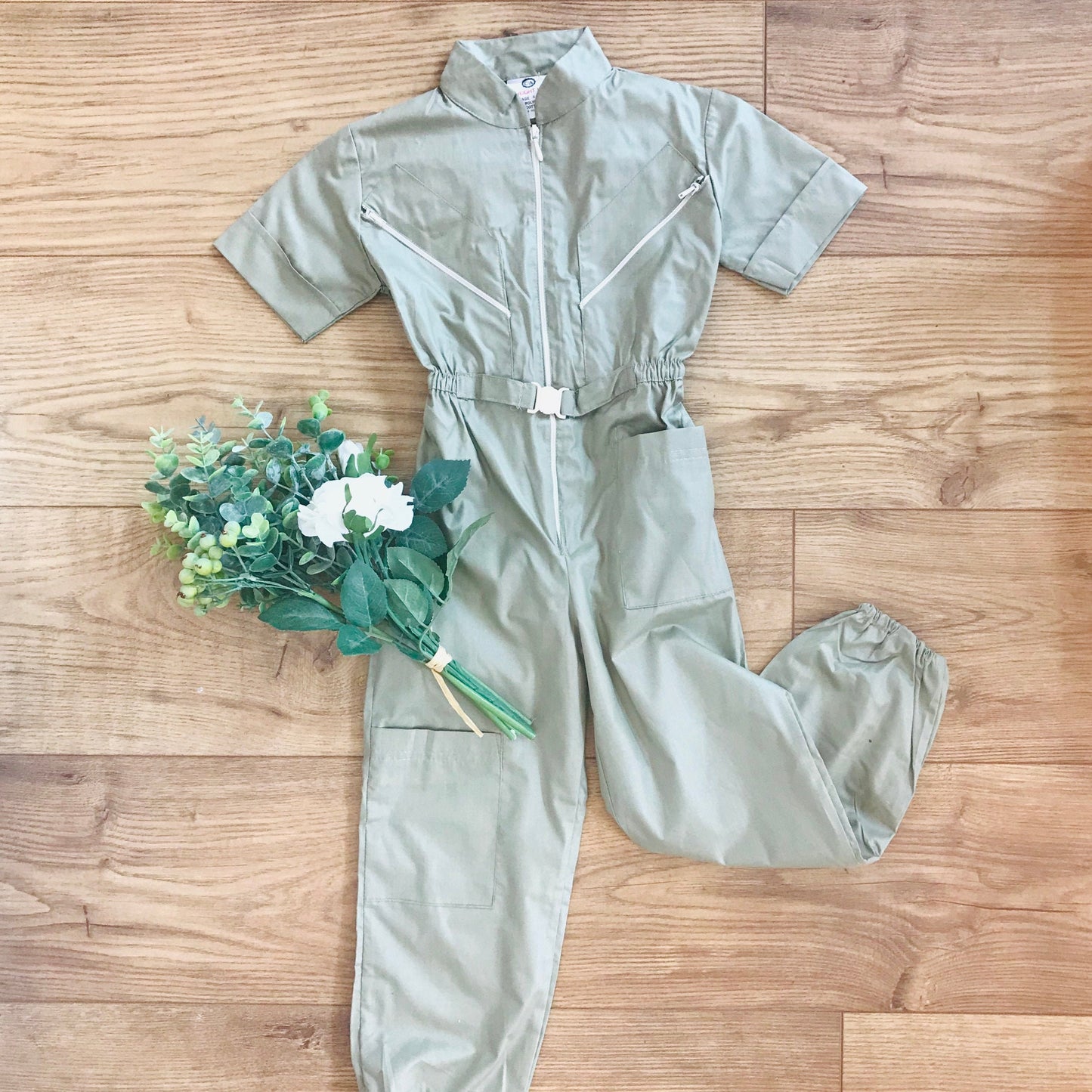 Vintage 70s/80s Lightweight Beige Jumpsuit 2-3, 3-4Y