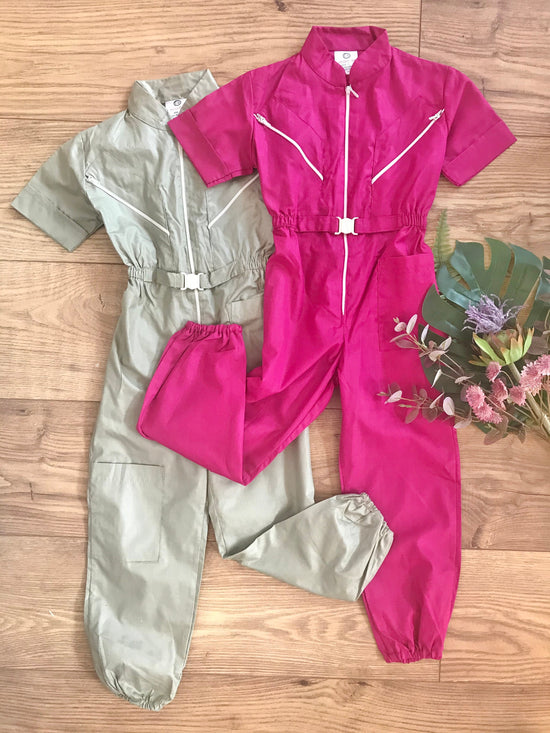 Vintage 70s/80s Lightweight Beige Jumpsuit 2-3, 3-4Y